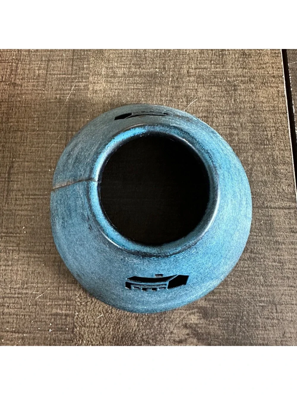 Rustic Birdhouse Tealight Candle Holder Farmhouse Basket Weave Blue Metal Roof